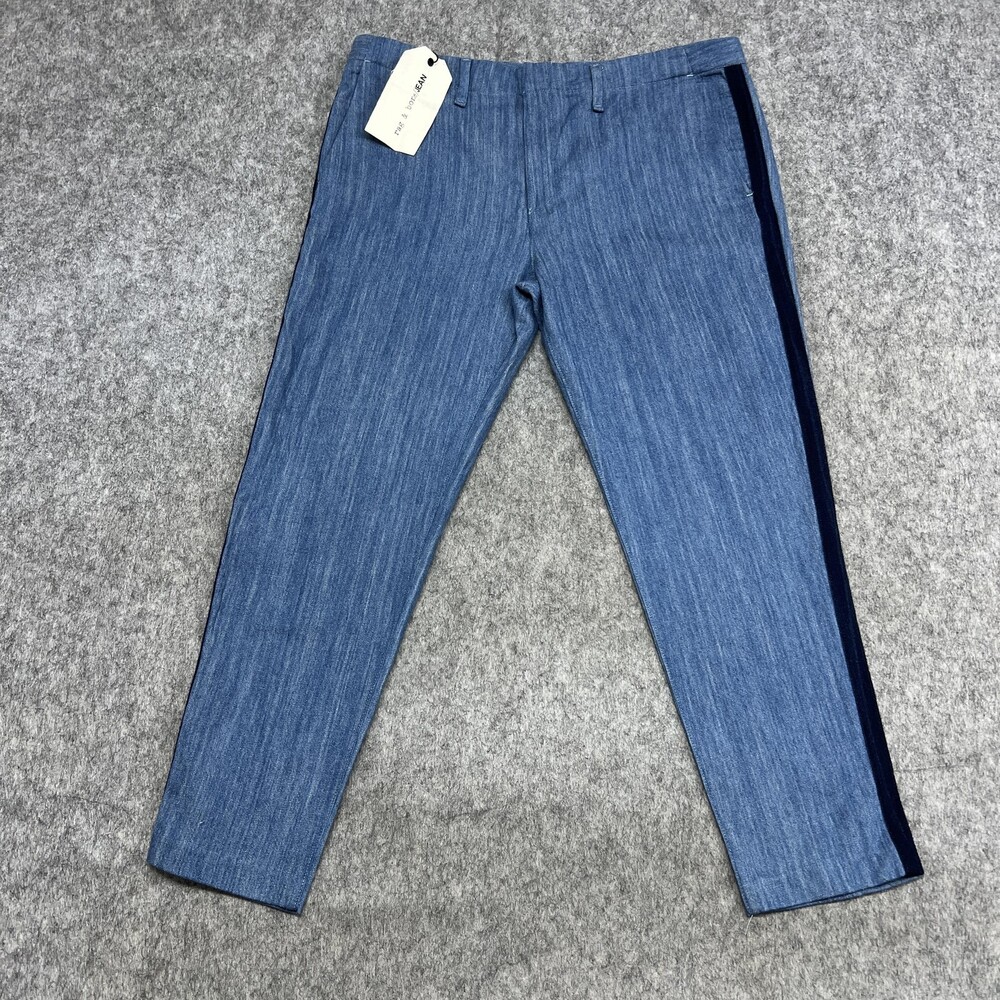 Rag & Bone Pants Womens 30 Blue Denim Chino Slim Fit Side Tuxedo Stripe FIT36x27